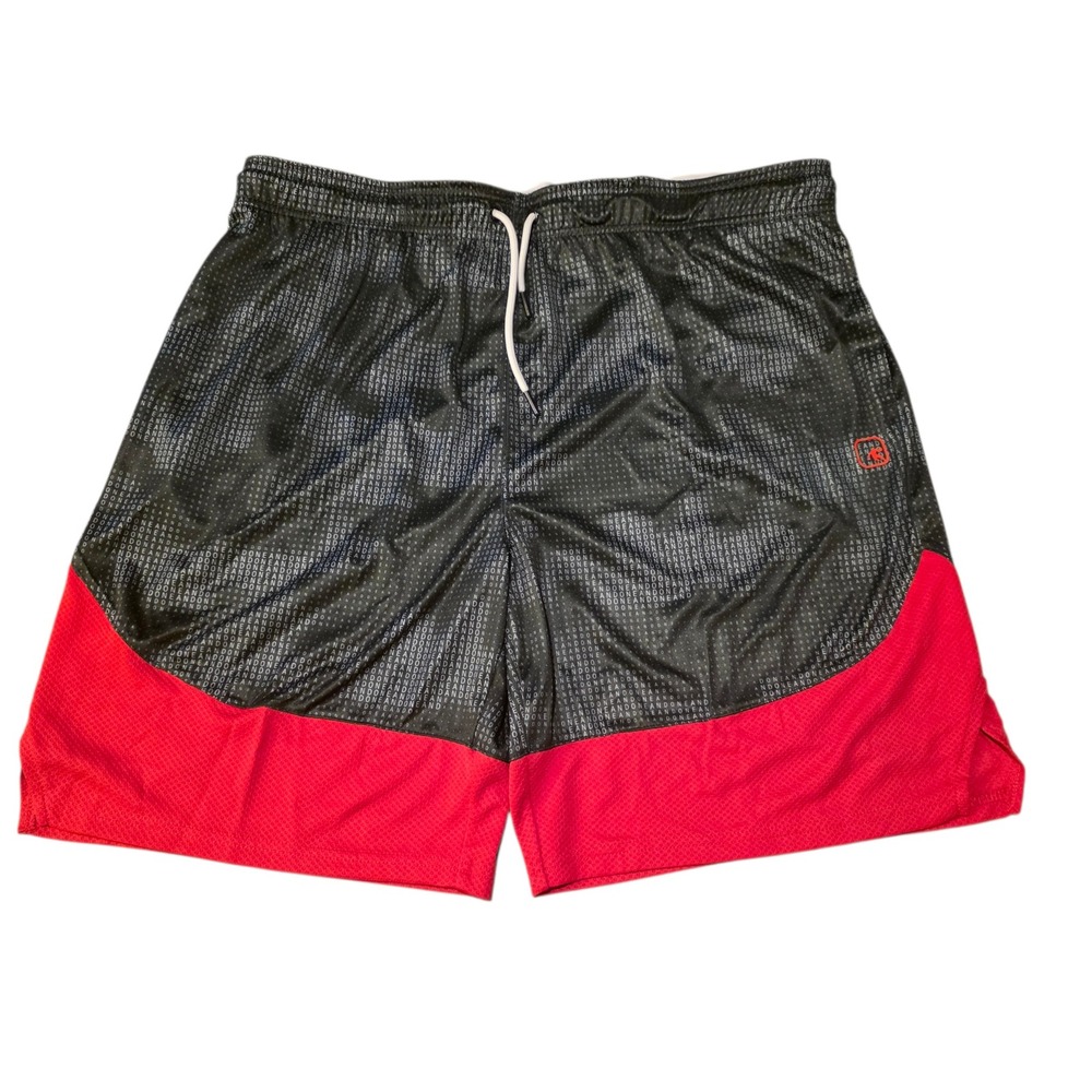 AND1 Mens Basketball Shorts Black Varsity Red Mesh Pockets Drawstring 2XL NWT‎